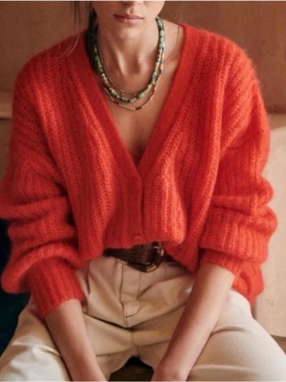 Sezane Achille Cardigan in Red - Picture 7 of 8